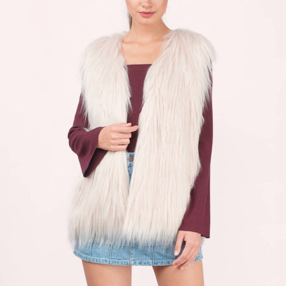 NWOT Tobi Roxanne Blush Faux Fur Vest